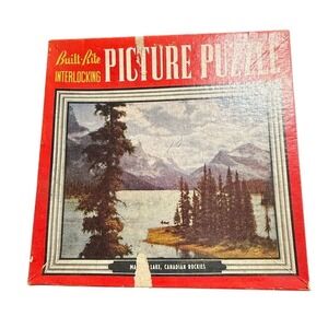 Vtg Built-Rite Interlocking Puzzle‎ Maligne Lake Canadian Rockies 1940's jigsaw